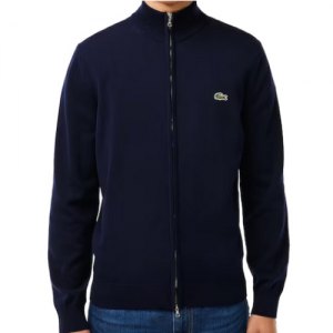 MAGLIONE COTONE LACOSTE PULLOVER CON ZIP AH1957 166 BLU NAVY