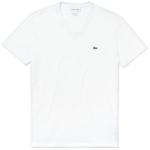 MAGLIETTA T-SHIRT COLLO A V LACOSTE TH6710 001 BLANC