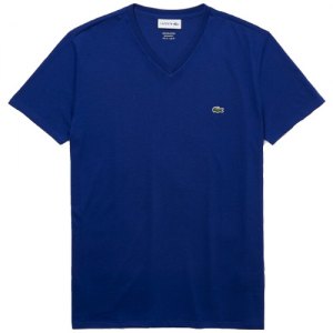 MAGLIETTA T-SHIRT COLLO A V LACOSTE TH6710 BDM BLEU