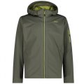 Giacca CMP MAN JACKET ZIP HOOD LIGHT SOFTSHELL 39A5027 E319 OIL GREEN trekking